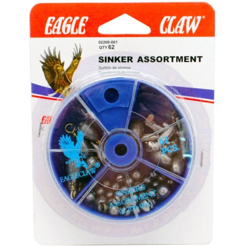 Eagle Claw Sinker Asst|Sinker Assortment|62 pack
