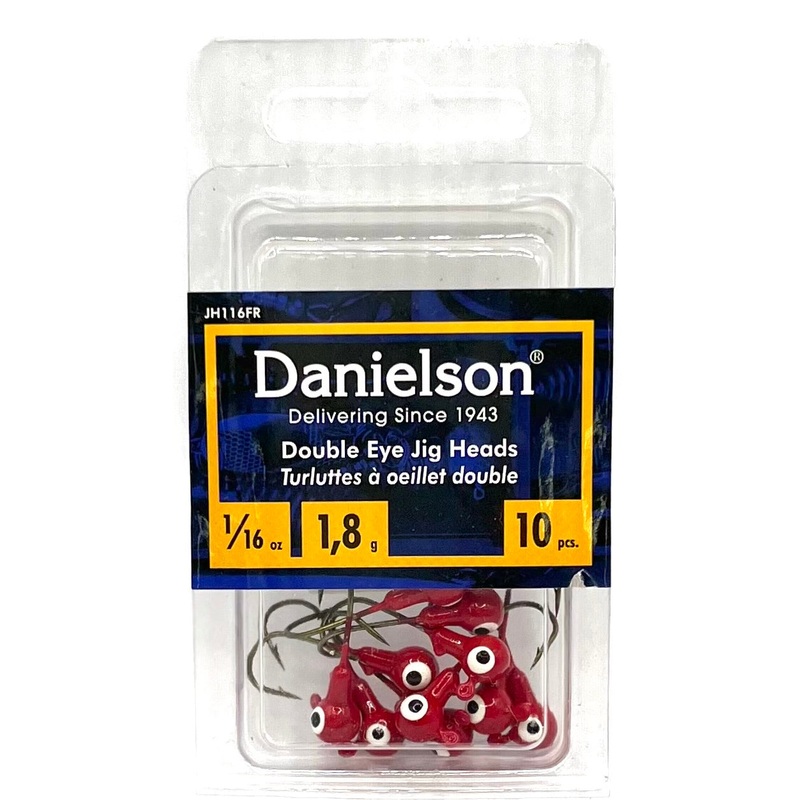 Danielson Jighead|Fluorescent Red|Chartreuse|Red|White|Unpainted|1/16 oz|1/32 oz