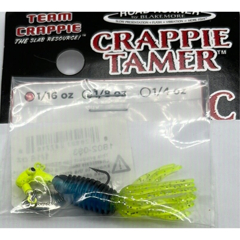 Team Crappie-Crappie Tamer|Pearl Blue/Opaque Chartreuse|White/Red/Chartreuse|White/Pearl|White/Red|1/16 oz|1/8oz