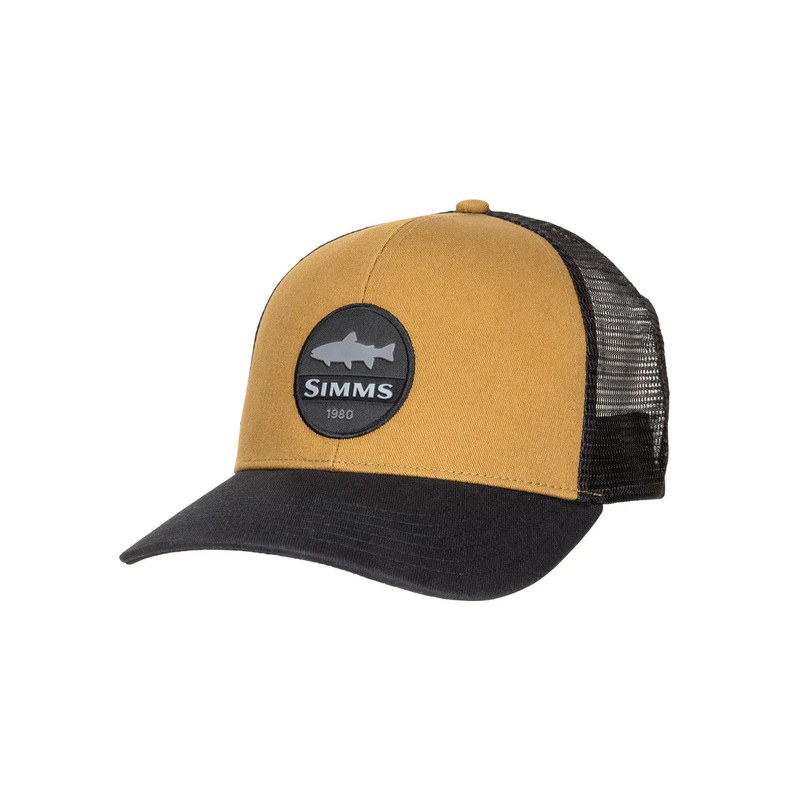 SIMMS TROUT PATCH TRUCKER|Dark Bronze|Foilage|Navy