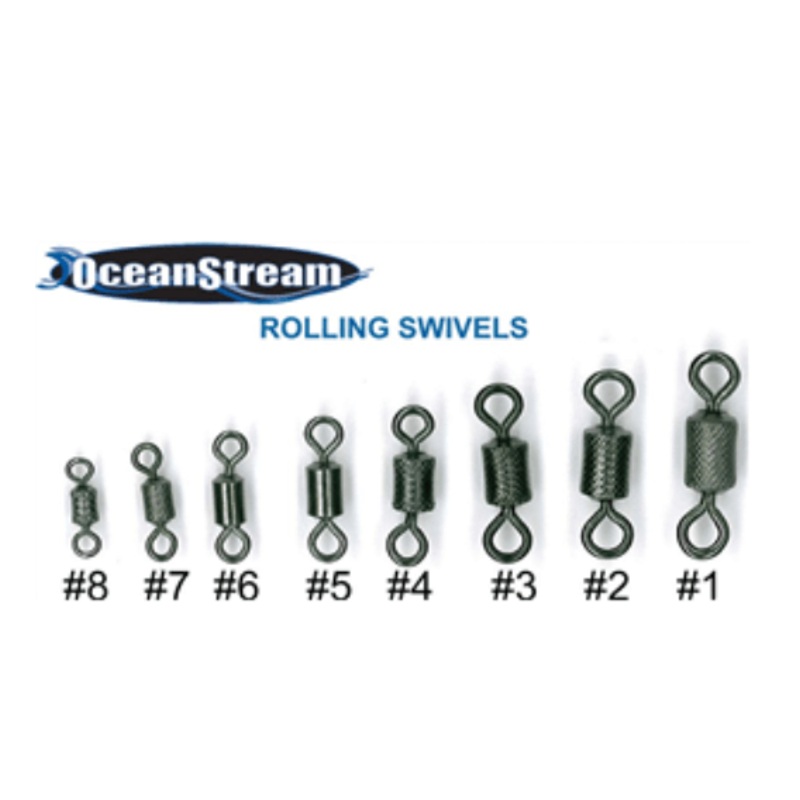 Oceanstream Rolling Swivels|8 - Qty 25|7 - Qty 25|6 - Qty 25|5 - Qty 25|4 - Qty 24|3 - Qty 23|2 - Qty 21|1 - Qty 20|1/0 - Qty 15|2/0 - Qty 12