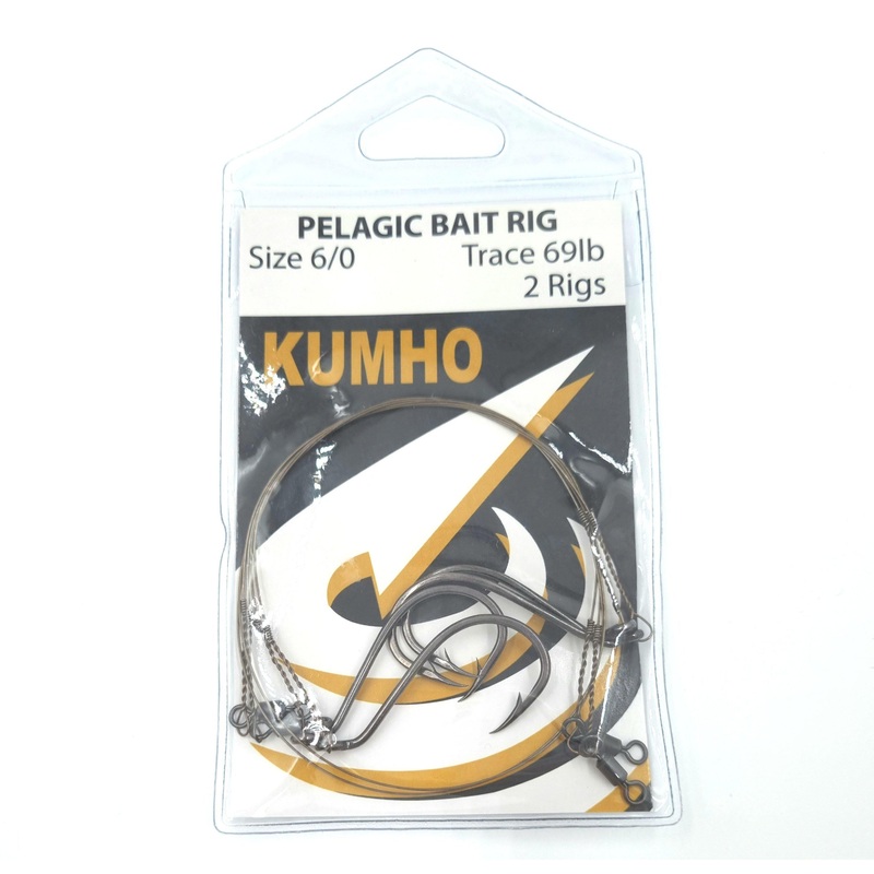 Kumho Pelagic Bait Rig|Single strand wire 69LB - 2 x Octopus 6/0 Hooks|Single strand wire 44LB - 2 x Octopus 5/0 Hooks