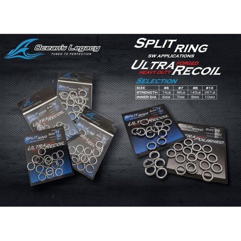 Oceans Legacy Split Rings|10 - Qty 12 - 121kg|8 - Qty 14 - 65kg|7 - Qty 16 - 43kg|6 - Qty 18 - 33kg|5 - Qty 18 - 34kg|4 - Qty 18 - 24kg