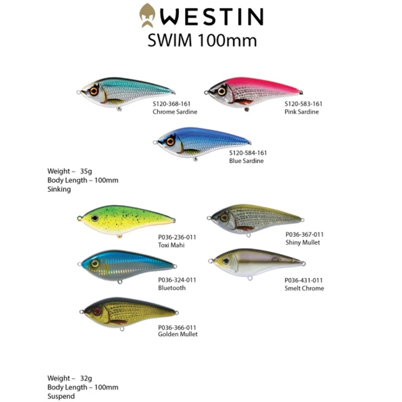 Westin Swim Intermediate 100mm Sinking Hard Body Lure