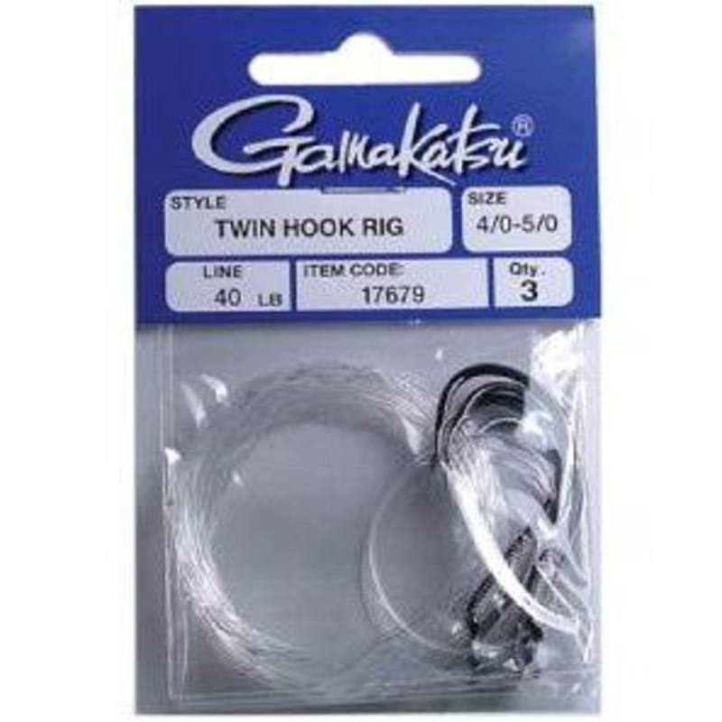 Gamakatsu Twin Hook Rig Black|4/0-5/0 - Qty 3|5/0-6/0 - Qty 3|6/0-7/0 - Qty 3