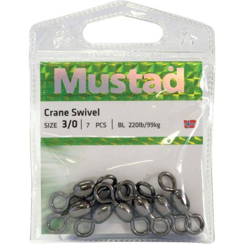 Mustad Crane Swivel|Size 6 - 50 lb - 10pcs|Size 4 - 105lb - 10pcs|Size 2 - 140lb - 7pcs|Size 1/0 - 185lb - 7pcs|Size 2/0 - 205lb - 7pcs