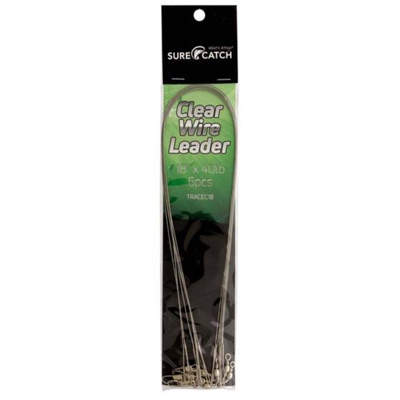 Sure Catch Clear Wire Leader|9'' x 40lb - 6pc|12'' x 40lb - 6pc|18'' x 40lb - 6pc