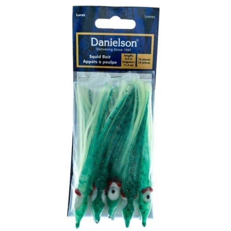 Danielson Squid Bait 4.5 Glow/Green Spl Qty 10