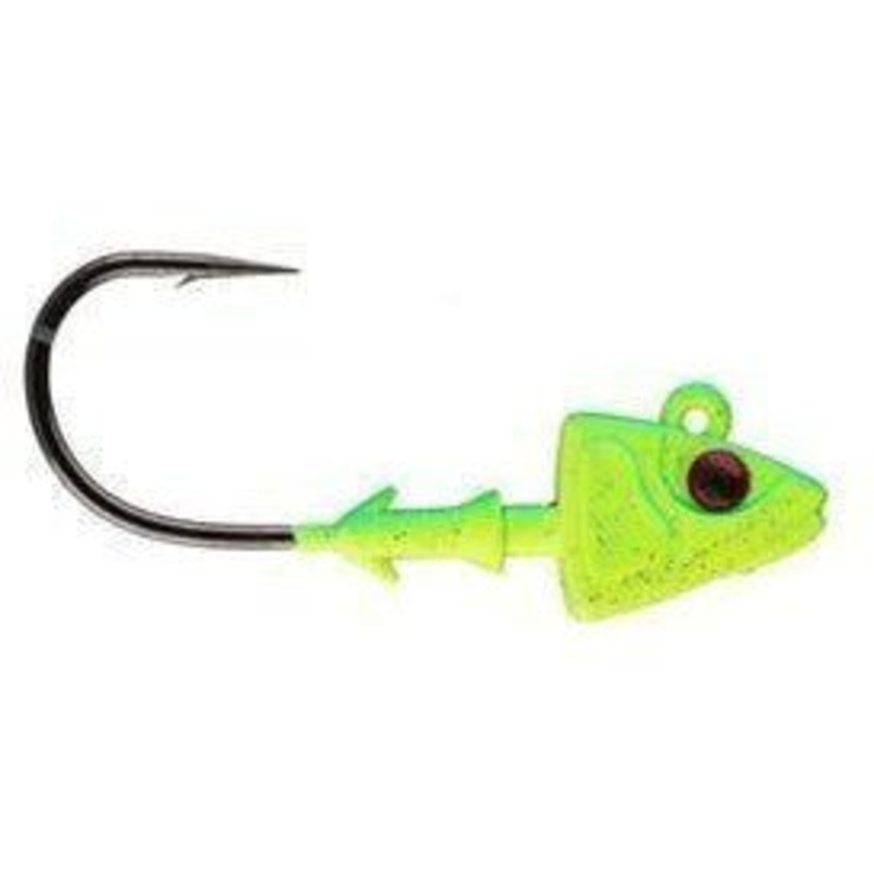 Mustad Elite Series Shad/Darter Head 2X Strong Chartreuse 3D Eyes-Red 1 Oz 5/0 Qty 1