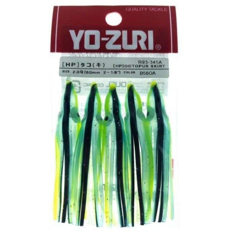 Yo-Zuri #2 Octopus Skirt 2-1/8 Black Blue Green Sparkle Qty 5