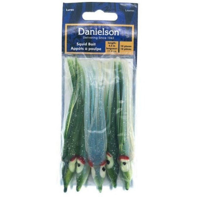 Danielson Squid Bait 4.5 Evergreen Pearl Sparkle Qty 10