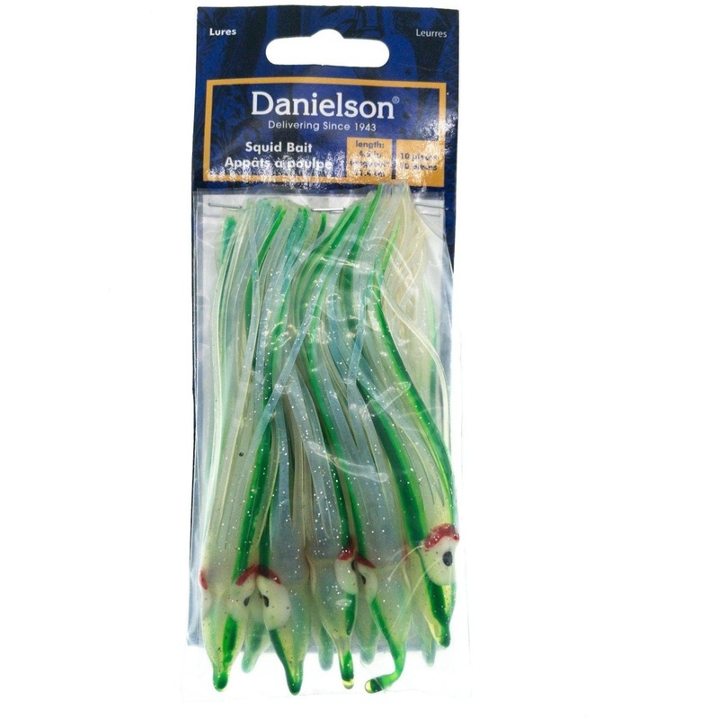 Danielson Squid Bait 4.5 UV Pearl Green Qty 10