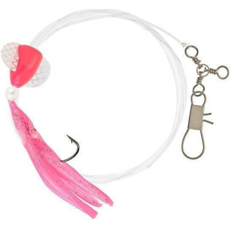 Hurricane Spinning Glow Hoochie Fluke Rig Pink 2/0