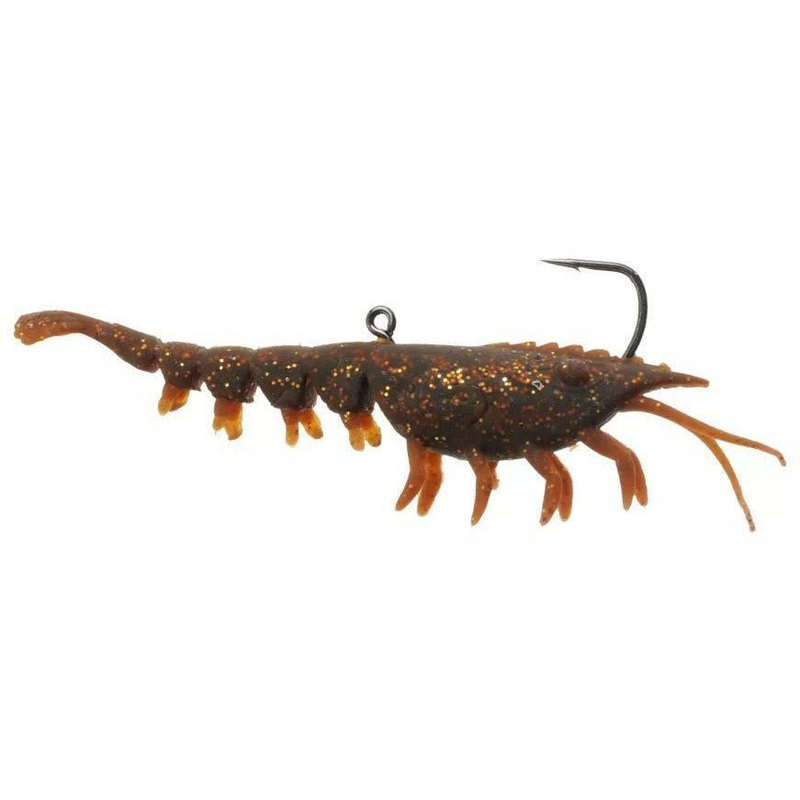 Hyperlastics Nat' Shrimp Floating 4 1/4 oz. 3 Bodies and 1 Hook - Rootbeer