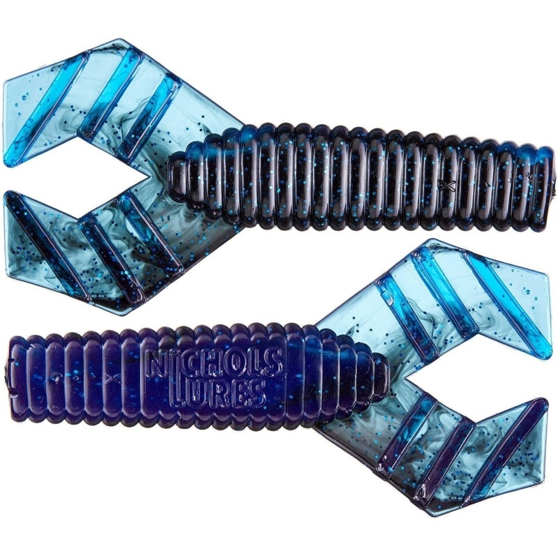 Nichols Lures Trailblazer Double Tail Grub 4 Black Blue Qty 8