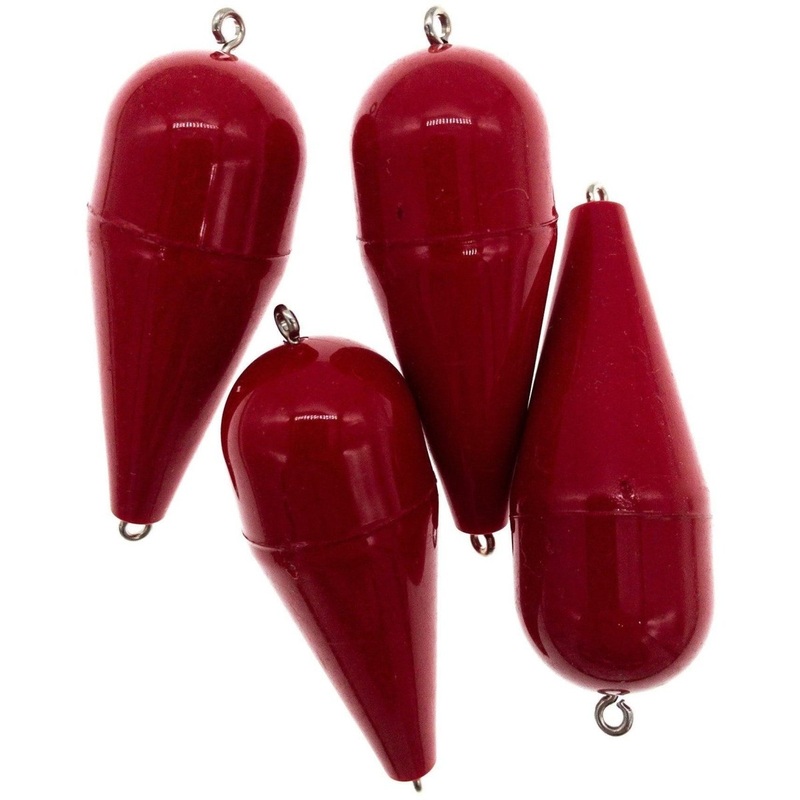 Tough Plastic Casting Torpedo Float 1/4 oz. 2-1/2 Red (Bulk) 4 Pack