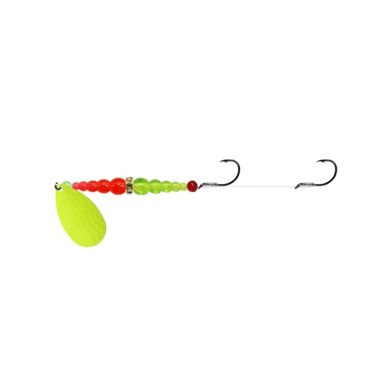 Mack's Lure Double Whammy Classics Original Spinner Rig 4' leader Chartreuse Flo Orange/Flo