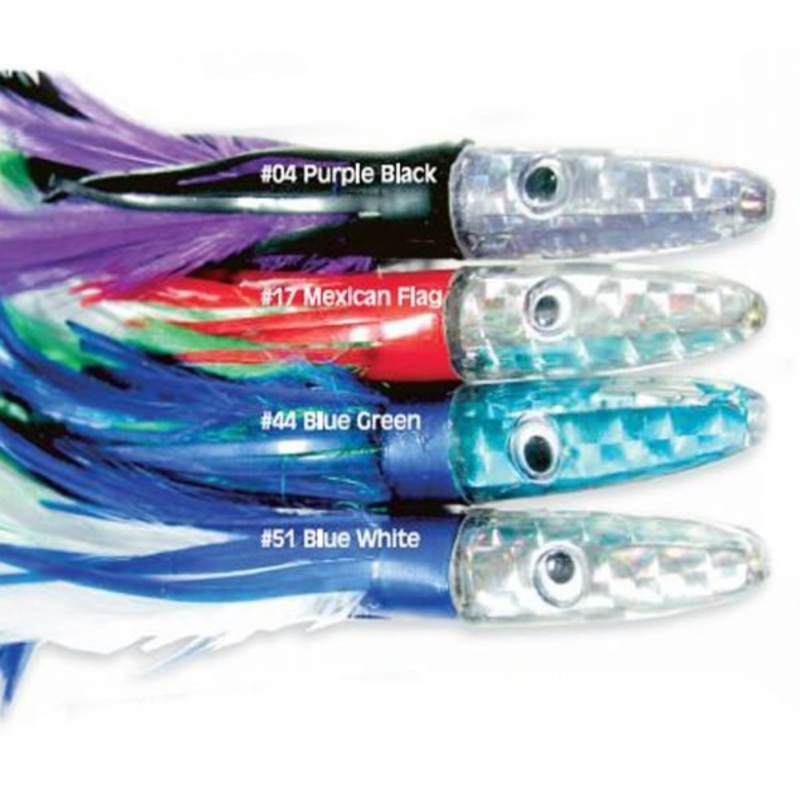 Braid Tuna Feather 7 1.5 oz|Black Purple|Blue Green|Green Yellow|Mexican Flag