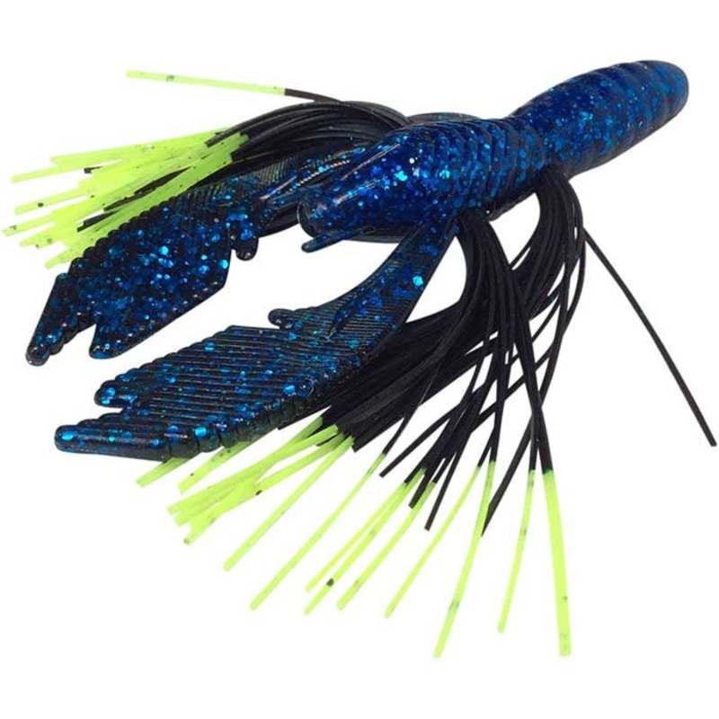 Whisker Tight Lines UV HY-Brid Craw-Rattle  4 Blue/Black/Chartreuse Tip Qty 4