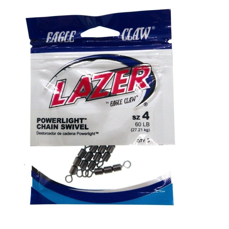 Eagle Claw Lazer Powerlight Chain Swivels LSPCB Platinum Black