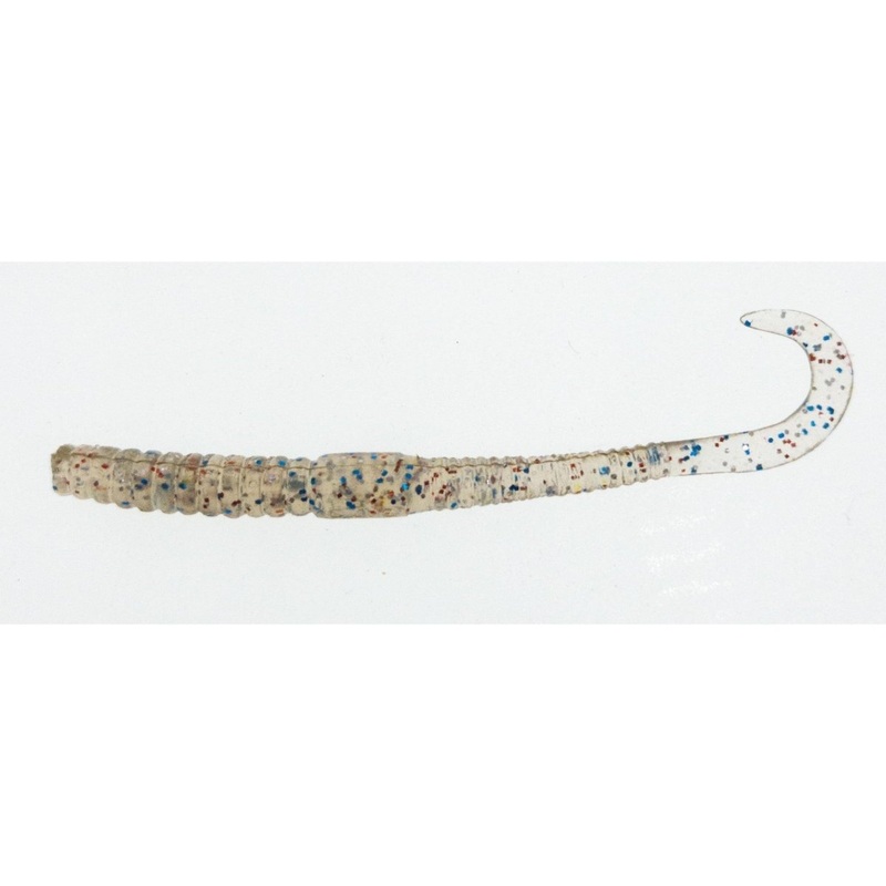 FAS Ribbed Curly Tail Worm 3 Clear Rainbow Sparkle Qty 100