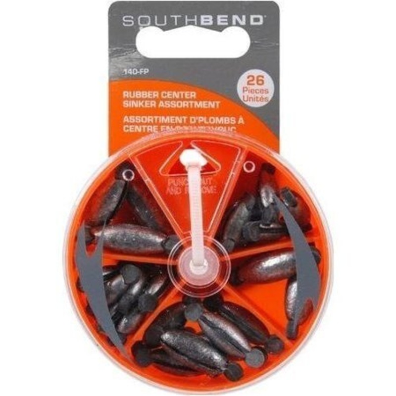 South Bend Rubber Center Sinker Assortment 26 Pieces
