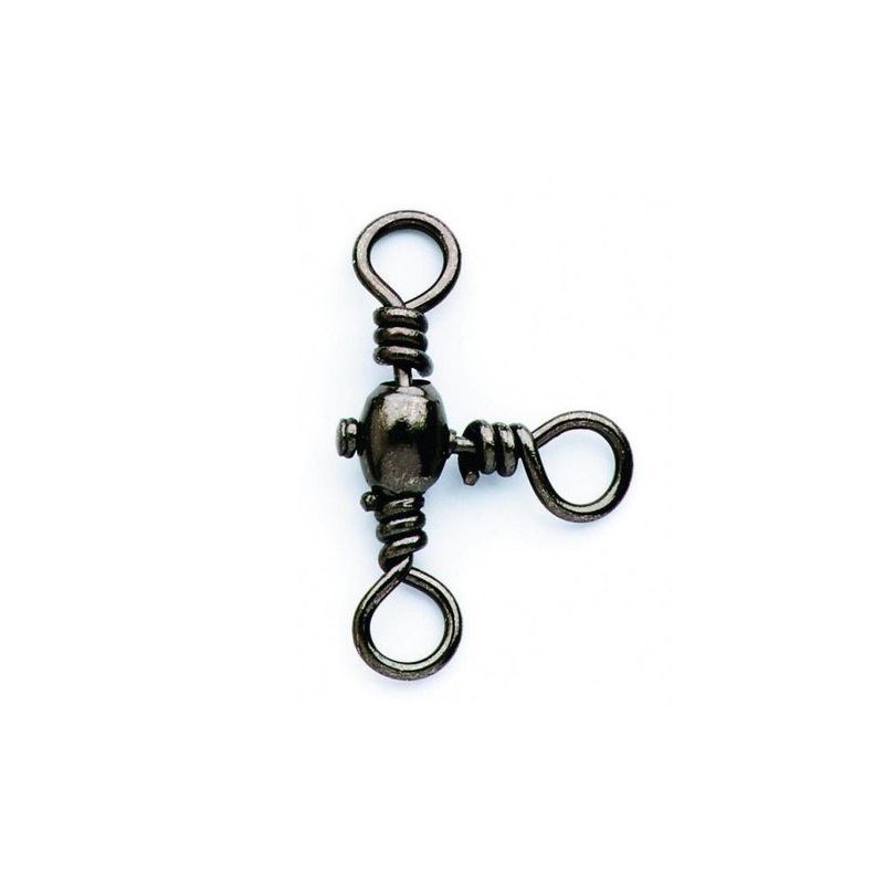 Mustad Three Way Cross Swivels Size 12 Qty 12 Black