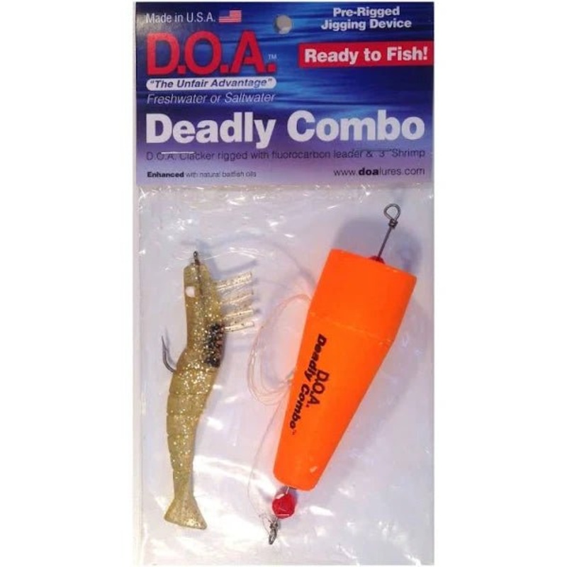 DOA DEADLY COMBO POPPER CLACKER W/ 3 SHRIMP  Gold Glitter Qty1
