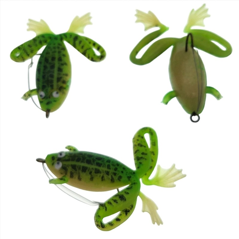 Felmlee Rigged Weedless Frogs 2-1/4 Green QTY 3