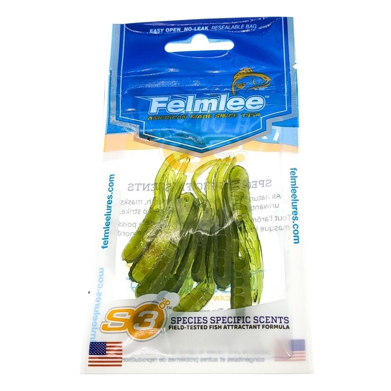 Felmlee Split Tail Grubs 2 Qty 10 Green