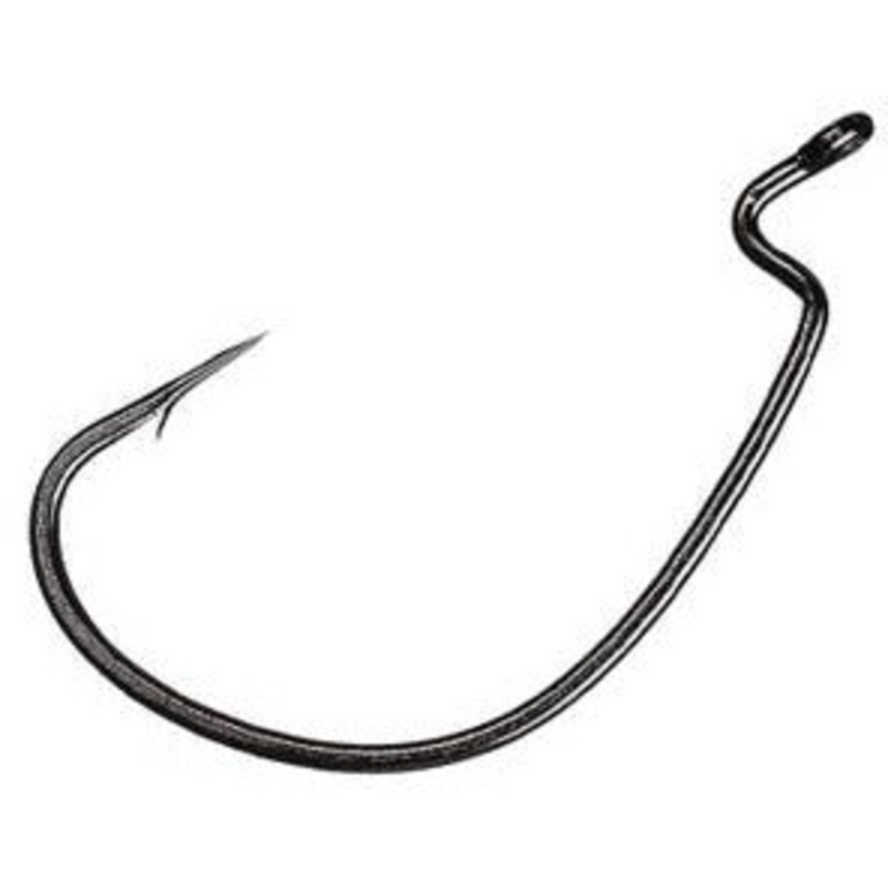 Owner Wide Gap Worm Hook with Cutting Point Size 2/0 Black Chrome Finish Qty 6