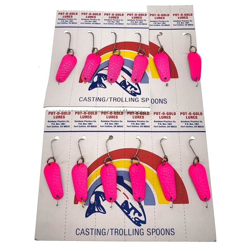 Pot-O-Gold Humpy Special Casting/Trolling Spoons 1/8 Oz Qty 12 Card Hammered Hot Pink