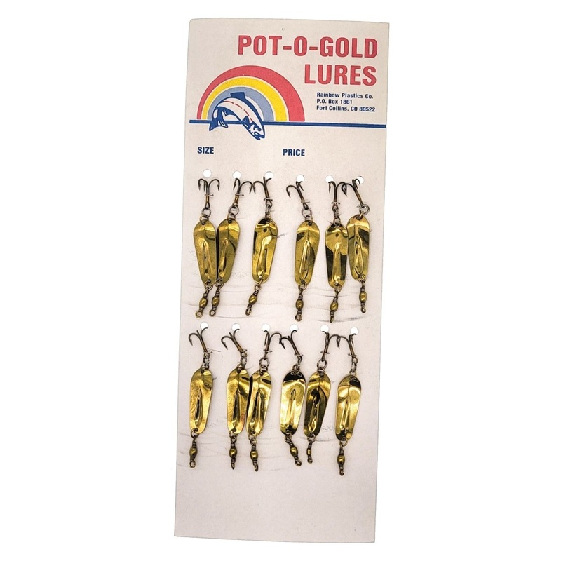 Pot-O-Gold Lures Trolling/Casting Spoons 1/8 Oz Qty 12 Card Gold