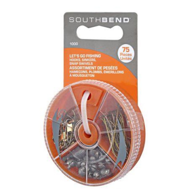 South Bend 75 Piece Freshwater Hook Sinker Swivel Assortment