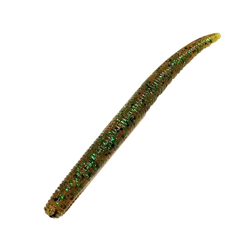 Chompers Finesse Rig worm 4 Qty 15 Rootbeer Green Flake
