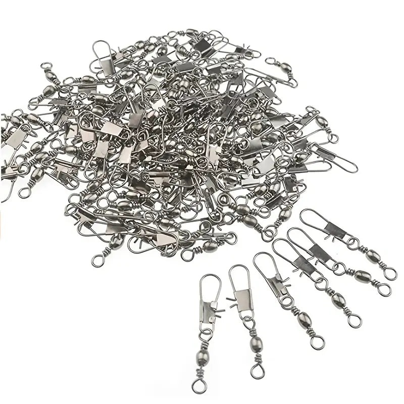 FAS Pro Durable Fish Connector with Barrel Swivel and Safety Snap Qty 50