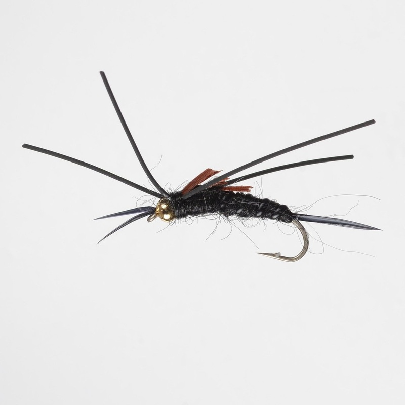 Perfect Hatch Rubber Legs Stonefly Nymph #08 Black QTY 2