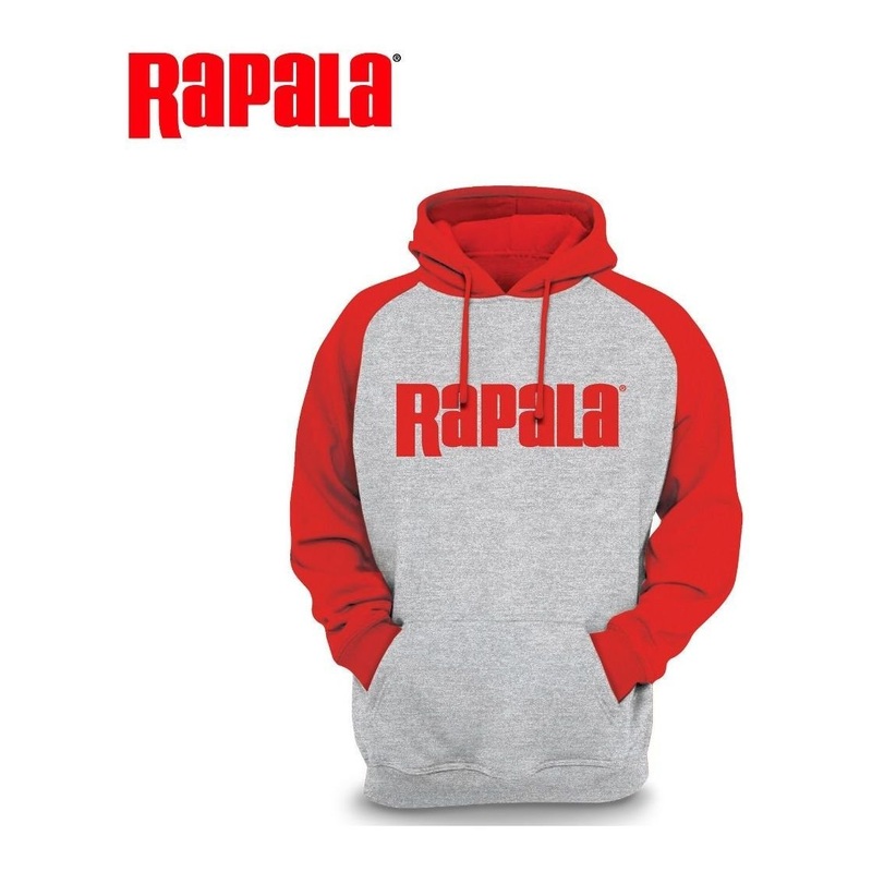 Rapala Hooded 100% Cotton Sweatshirt Size XL Grey Red