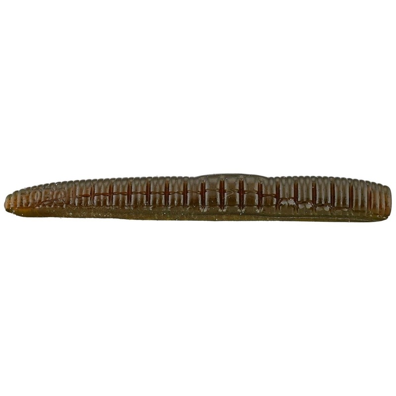 Roboworm Ned Worm 4-1/2 Qty 6 Green Pumpkin Blake Flake
