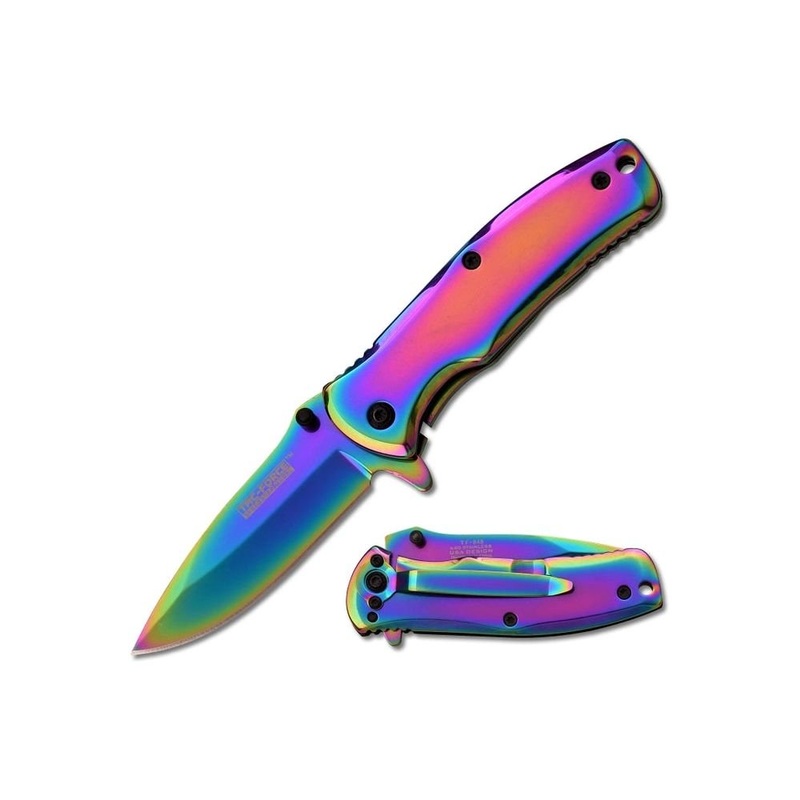 Tac-Force TF-848RB Spring Assisted Knife 2.75 Rainbow TiNite