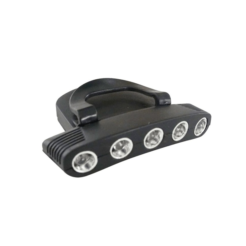 HT Black Clip-On 5 White Led Cap Light W/Batteries