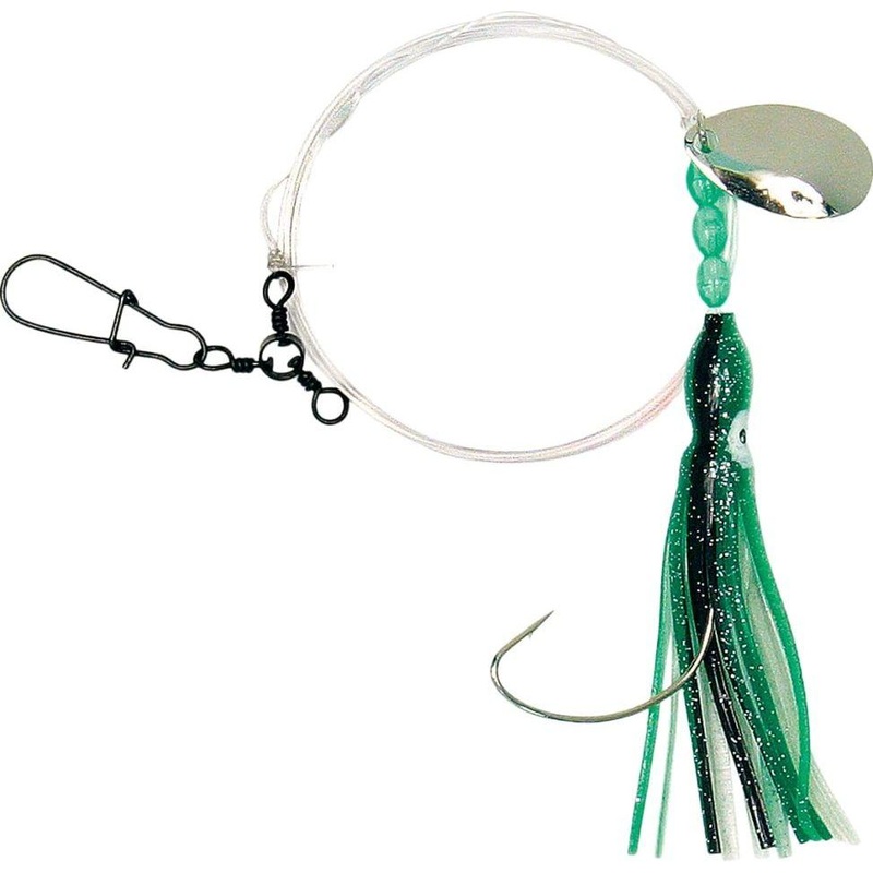 Sea Striker Squid Skirt Rig with Spinner 3 Green/Black Stripe Qty 1