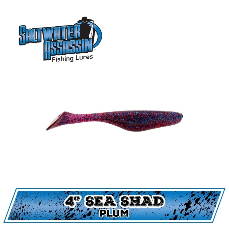 Bass Assassin Saltwater Shad 4 Plum Qty 10