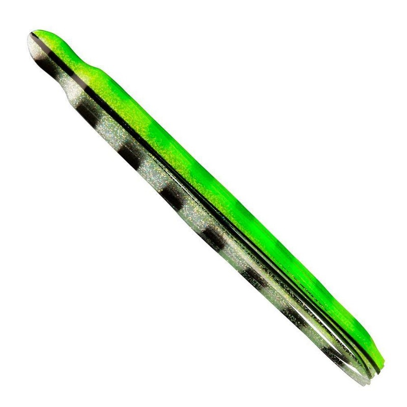 Fathom Octopus Trolling Skirt 1-1/4 x 13 Chartreuse & Clear with Black Bars & Vein