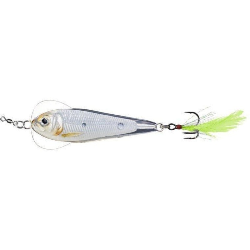 LiveTarget Flutter Shad Jigging Spoon 2 1/2 Oz Glow/Pearl Qty 1