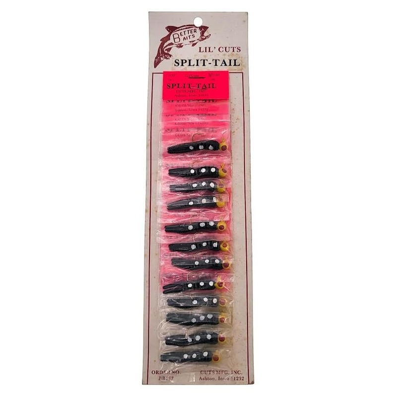 Better Baits Lil' Cuts Split Tail 1/16 Oz Card Of 12 Black/White Dots