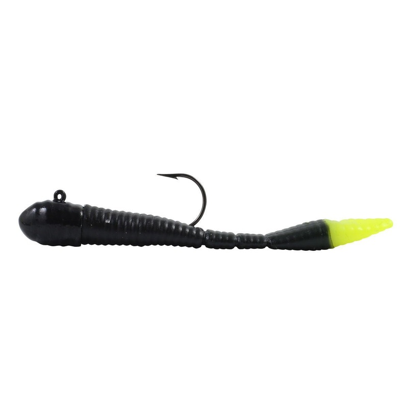 Northland Tackle Rigged Mimic Minnow Limber Leech 1/16 Oz Qty 2 Black Chartreuse