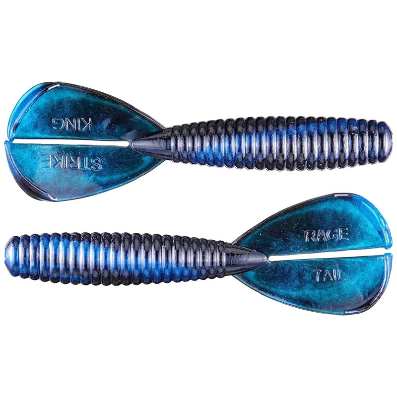 Strike King Rage Magnum Menace Grub 4 Qty 7 Black Blue Swirl