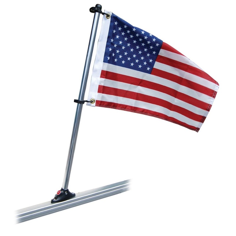 Taylor Made 24 Pontoon Rail Pole And Flag 12 X 18 USA Flag