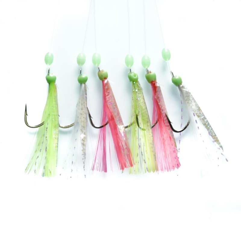 Mustad Sabiki Rigs Fish Skin W/ Multi Color Fish Hair